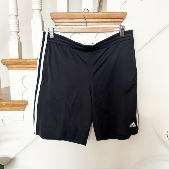 Adidas Mens Black Athletic Shorts Striped Drawstring Elastic Waist Size XL - Picture 1 of 6